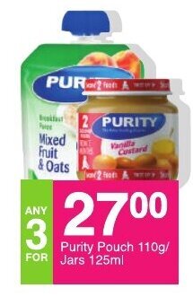 Save Purity Pouch 110g/ Jars 125ml offer