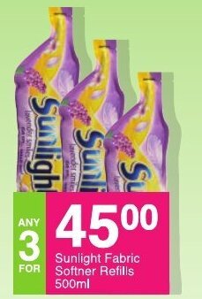 Save Sunlight Fabric Softener Refills 500ml offer