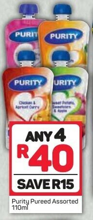 Pick n Pay Purity Pureed Assorted 110ml offer