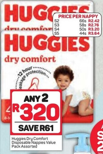 Pick n Pay Huggies Dry Comfort Disposable Nappies Value Pack Assorted offer