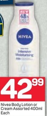 Pick n Pay Nivea Body Lotion or Cream Assorted 400ml offer