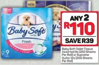 Pick n Pay Baby Soft Toilet Tissue Assorted 9s offer