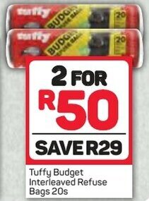 Pick n Pay Tuffy Budget Interleaved Refuse Bags 20s offer