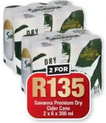 OK Foods Savanna Premium Dry Cider Cans 2 x 6 x 300 ml offer