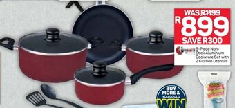 9-Piece Non-Stick Aluminium Cookware Set With 2 Kitchen Utensils