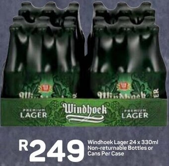 Pick n Pay Windhoek Lager 24 x 330ml Non-Returnable Bottles or Cans per Case offer