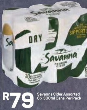 Pick n Pay Savanna Cider Assorted 6 x 300ml Cans per Pack offer