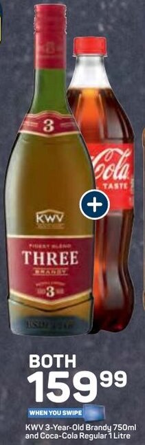 Pick n Pay KWV 3-Year-Old Brandy 750ml and Coca-Cola Regular 1L offer