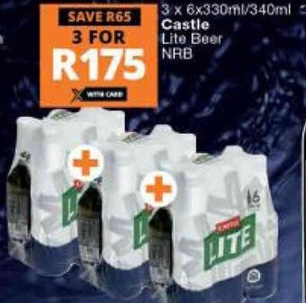 Checkers Liquor Shop Castle Lite Beer NRB 3 x 6 x 330ml/340ml offer