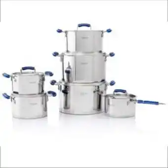 14pc stainless steel with blue silicone handles