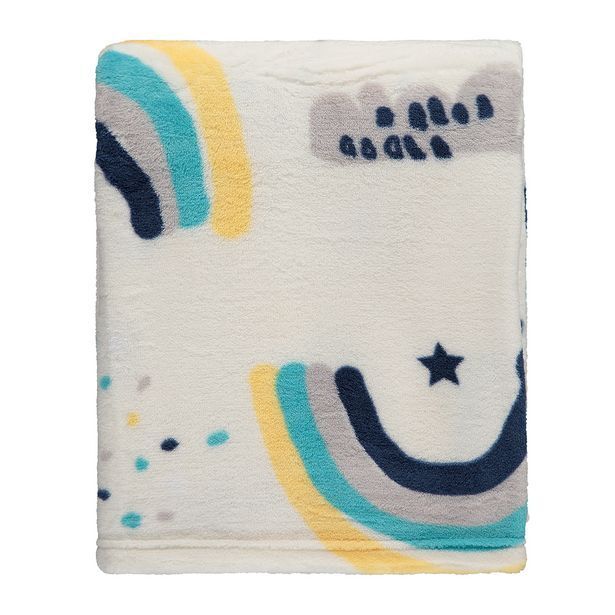 Rainbow print fleece blanket offer at Woolworths