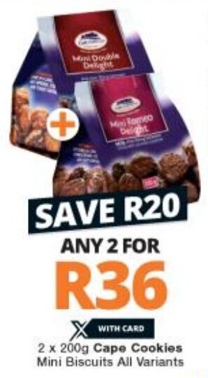 Checkers Cape Cookies Mini Biscuits All Variants 2 x 200g offer