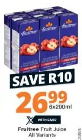 Checkers Fruitree Fruit Juice All Variants 6 x 200ml offer