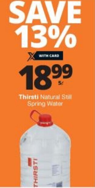 Thirsti Natural Still Spring Water 5l Offer At Checkers