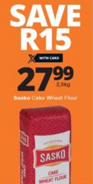 Checkers Sasko Cake Wheat Flour 2,5kg offer
