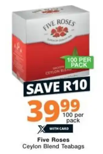 Checkers Five Roses Ceylon Blend Tea 100's offer