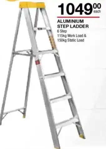 Aluminium Step Ladder 6 Step 115kg Work Load & 150kg Static Load