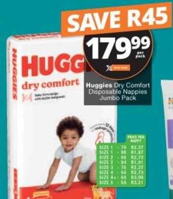 Checkers Huggies Dry Comfort Disposable Nappies Jumbo Pack offer