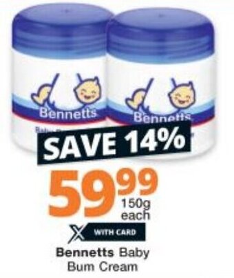 Checkers Bennetts Baby Bum Cream 150g offer