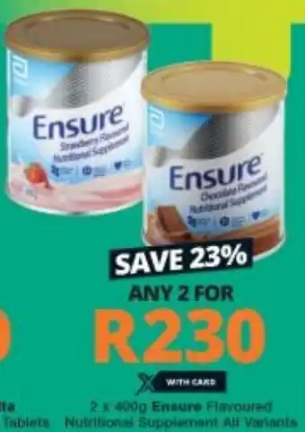 Checkers Ensure Flavoured Nutritional Supplement All Variants 2 x 400g offer
