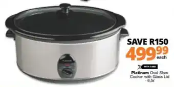 Checkers Platinum Oval Slow Cooker with Glass Lid 6.5L offer