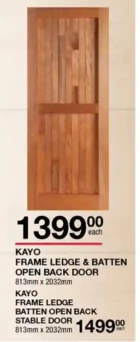 Build It KAYO Frame Ledge & Batten Open Back Door 813mm x 2032mm offer
