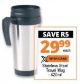 Checkers Stainless Steel Travel Mug 420ml offer