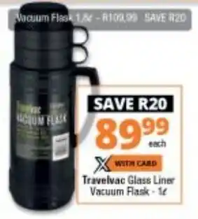 Checkers Travelvac Glass Liner Vacuum Flask 1L offer