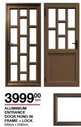Build It Aluminium Entrance Door Hung In Frame + Lock 890mm x 2090mm Bronze / Silver / White offer