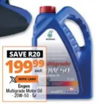 Checkers Engen Multigrade Motor Oil 20W-50 5L offer