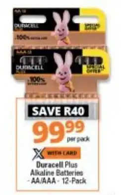 Checkers Duracell Plus Alkaline Batteries AA/AAA 12-pack offer