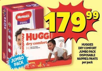 Usave Huggies Dry Comfort Jumbo Pack Disposable Nappies/Pants offer