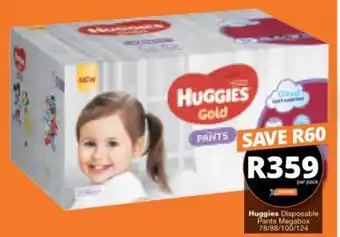 Checkers Huggies Disposable Pants Megabox 78/88/100/124 offer