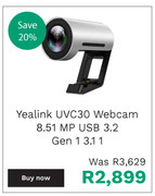 First Shop Yealink UVC30 Webcam 8.51MP USB 3.2 Gen 1 3.11 offer