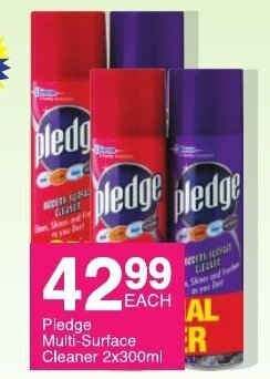 Pledge Multi-Surface Cleaner 2x300ml