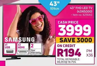Game Samsung 43" (109cm) FHD LED TV 43N5000 offer