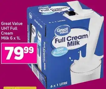 Game Great Value UHT Full Cream Milk 6 x 1L offer