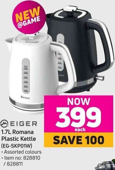 Game Eiger 1,7L Romana Plastic Kettle EG SKP01W offer