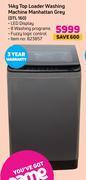 Defy 14kg Top Loader Washing Machine Manhattan (Grey) DTL 160
