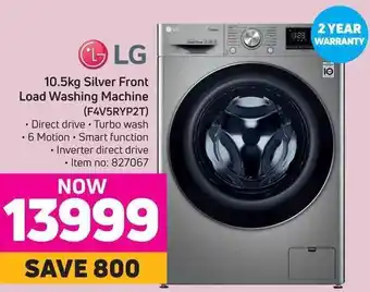 Game LG Silver Front Load Washing Machine 10.5Kg offer