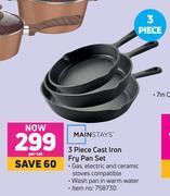 Game Mainstays 3 Piece Cast Iron Fry Pan Set offer