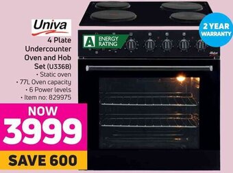 Game Univa 4 Plate Undercounter Oven & Hob Set U336B offer