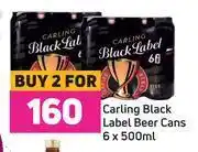 Game Carling Black Label Beer Cans 2 x 6 x 500ml offer