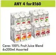 Game Ceres 100% Fruit Juice Blend Assorted 4 x 6 x 200ml offer