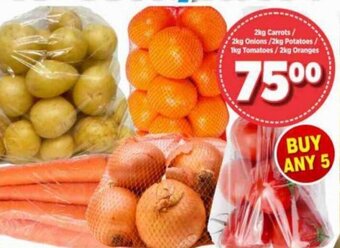 Big Save Carrots 2kg/ Onions 2kg/ Potatoes 2kg/ Oranges 2kg offer