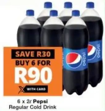 Checkers Pepsi Regular Cold Drink 6 x 2L offer