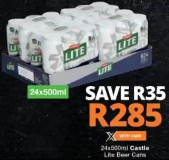 Checkers Castle Lite Beer Cans 24 x 500ml offer