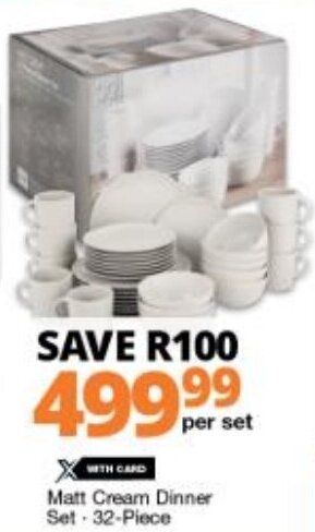 Checkers Matt Cream Dinner Set 32-piece offer