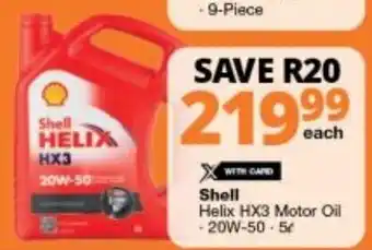 Checkers Shell Helix HX3 Motor Oil 20W-50 5L offer