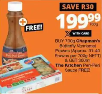 Chapman's Butterfly Vannamei Prawns 700g & Get The Kitchen Peri-Peri Sauce 300ml